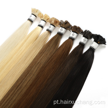 Extensão de cabelo de ponta plana natural Remy Virgem u Dimpira Extensão de cabelo dupla desenhada reta i dica Extensões de cabelo humano por atacado